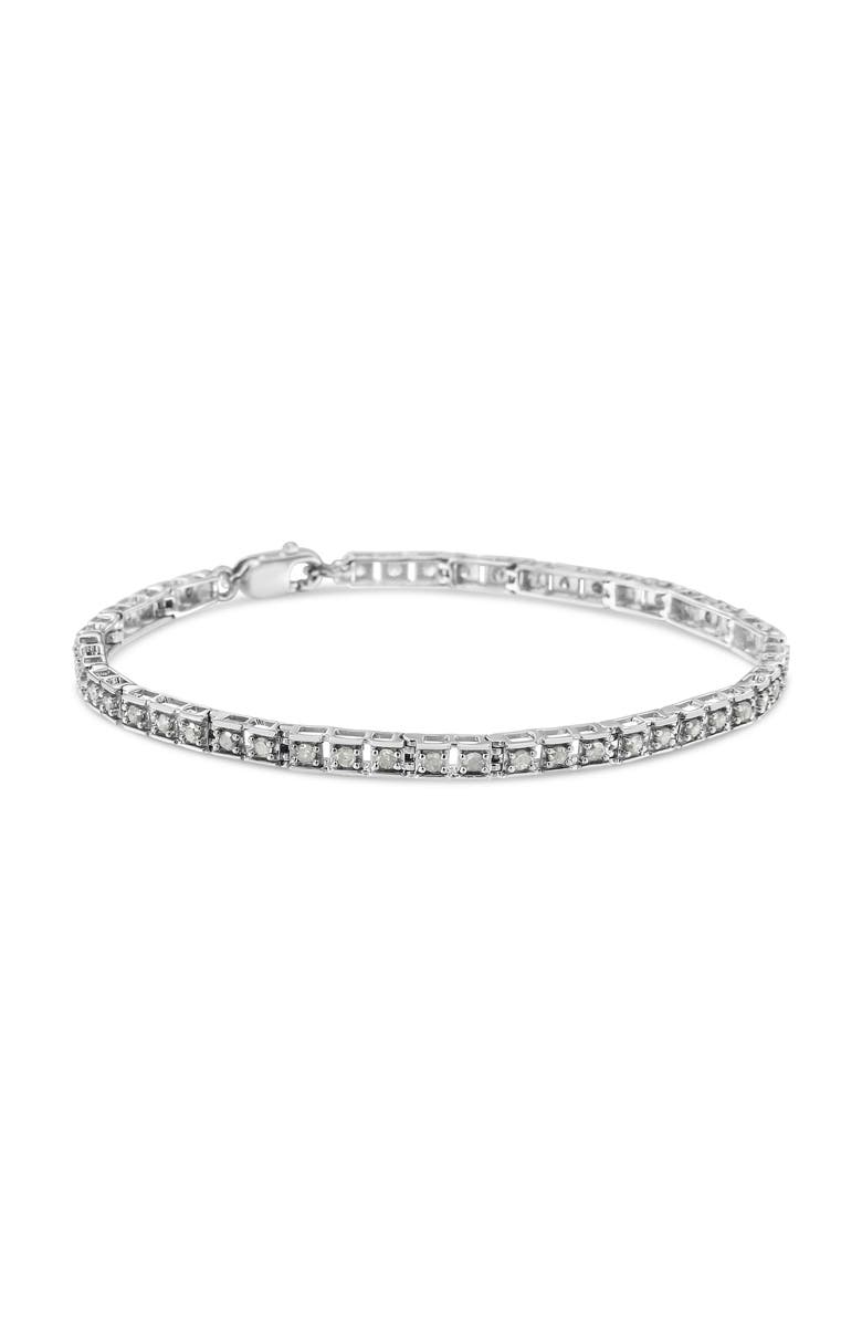 Haus of Brilliance Silver 1.0 Cttw Diamond Square Hybrid Link Tennis Bracelet, Alternate, color,