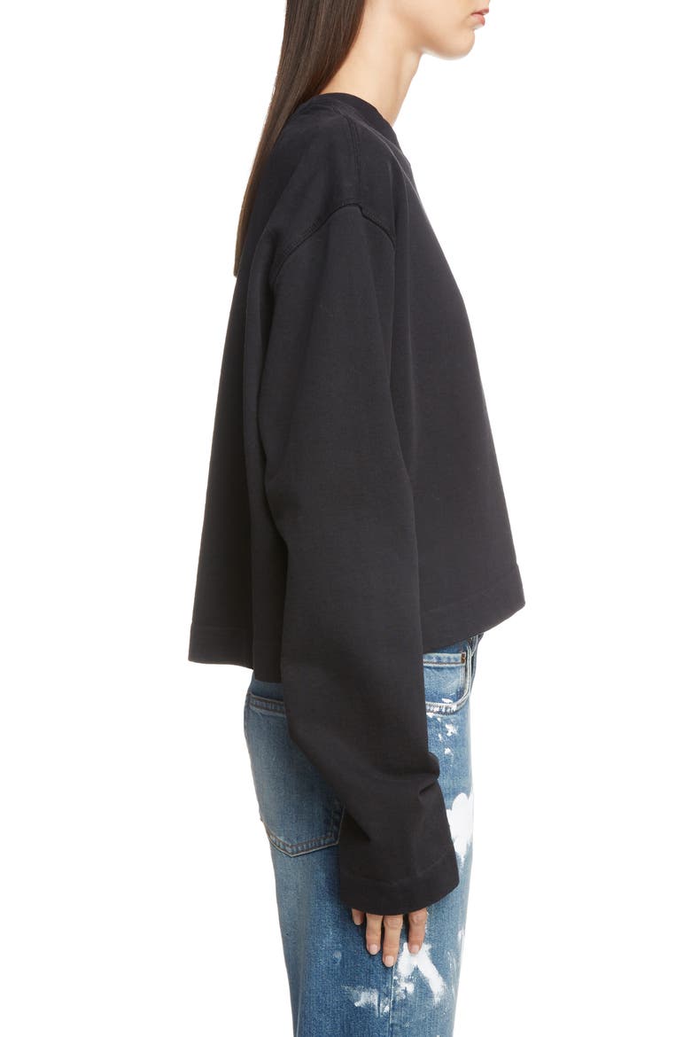 Boxy Long Sleeve Logo Sweatshirt, Alternate, color, BLACK