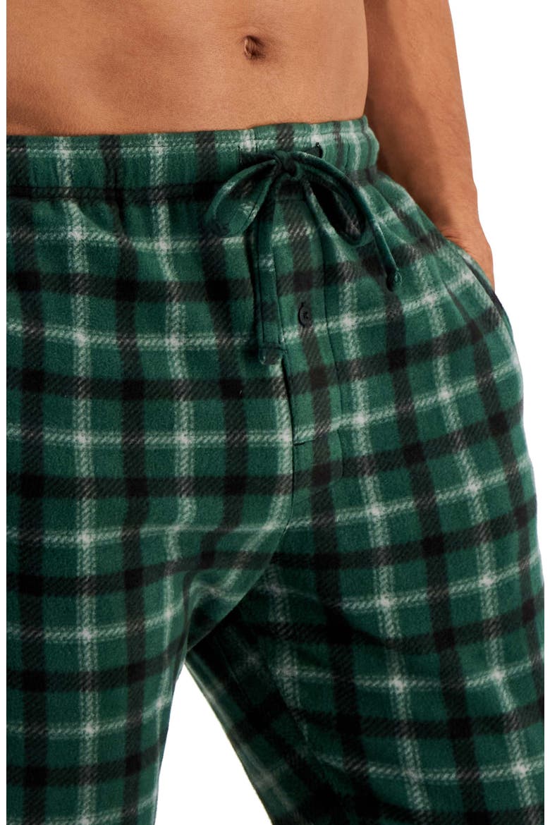 Fleece Sleep Pants, Alternate, color, GREEN PLAID