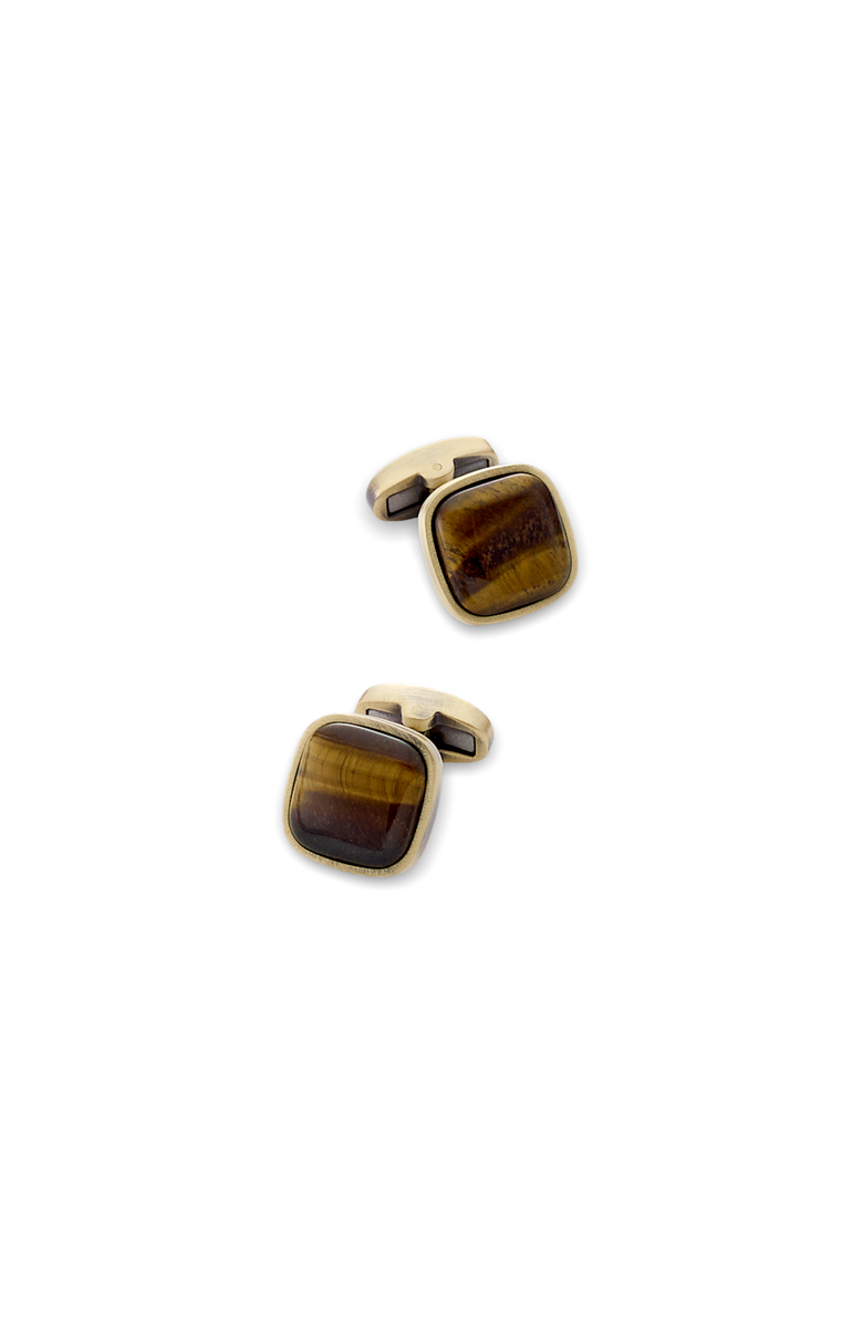 Paul Fredrick Tigers Eye Cufflinks, Main, color, Brown