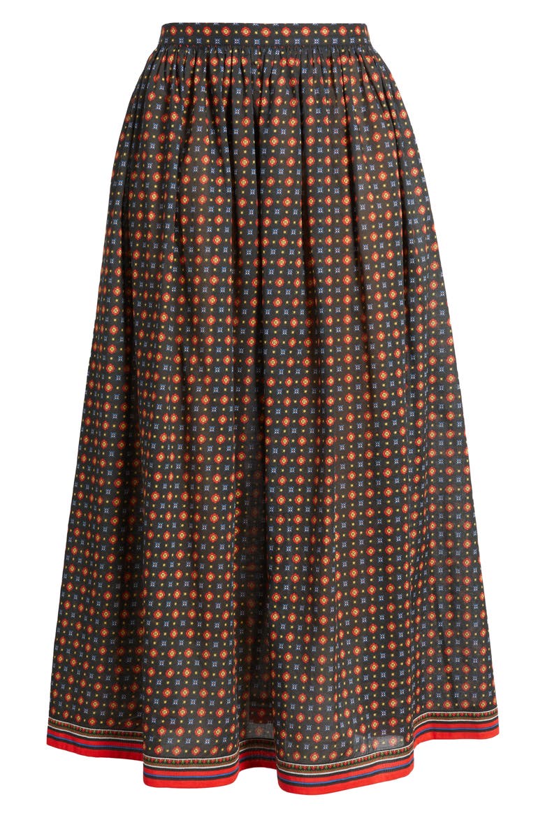 Marciette Foulard Print Organic Cotton Maxi Skirt, Alternate, color, NOIR MONTMARTRE FOULARD