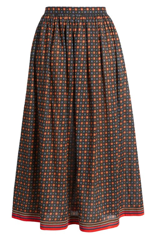 Doen Dôen Marciette Foulard Print Organic Cotton Maxi Skirt In Brown