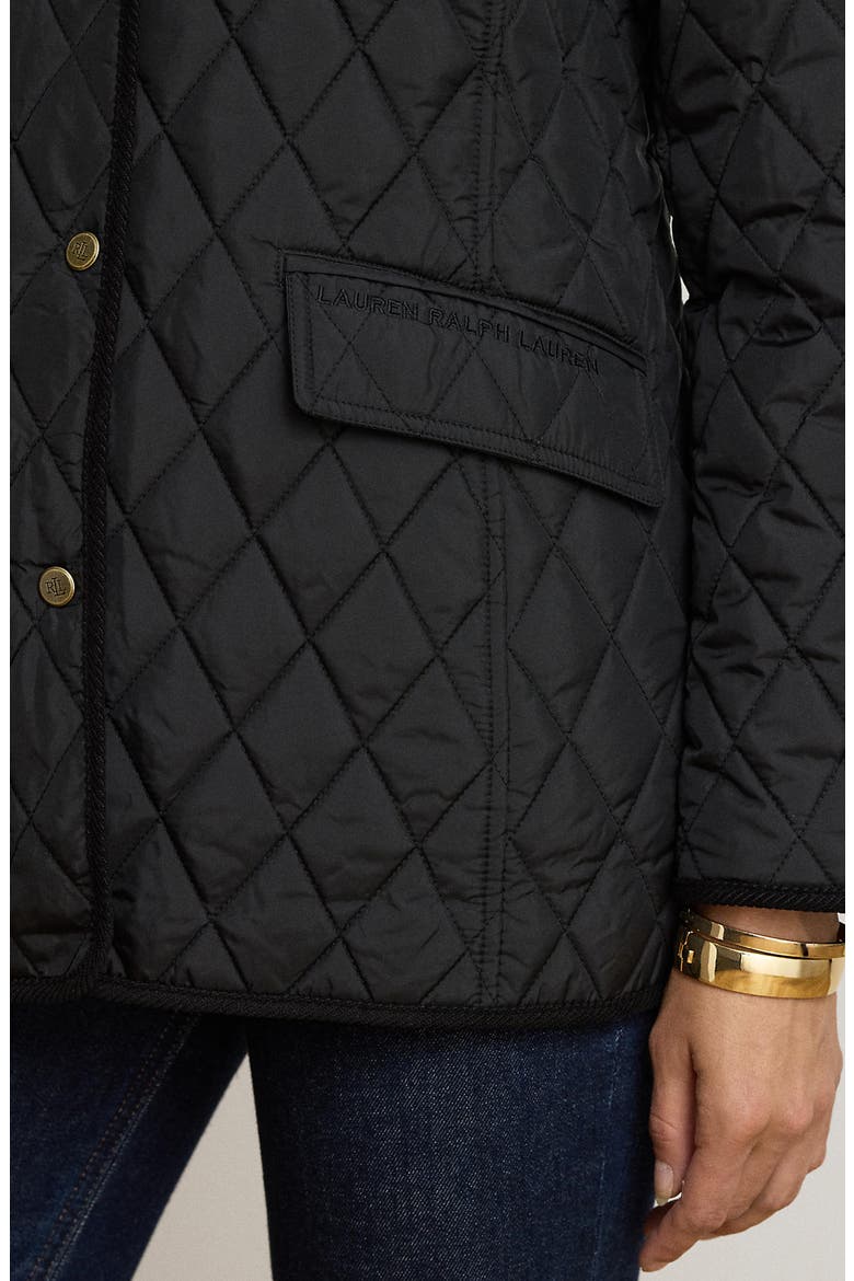 Butterpile Crest Quilted Jacket, Alternate, color, BLACK