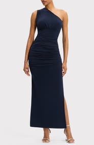 Herve Leger One-Shoulder Ruched Jersey Cocktail Dress