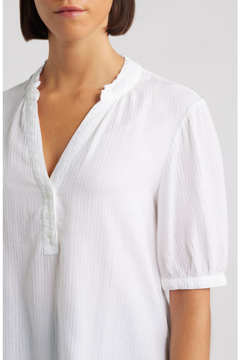Puff Sleeve Half Placket Top, Alternate, color, WHITE