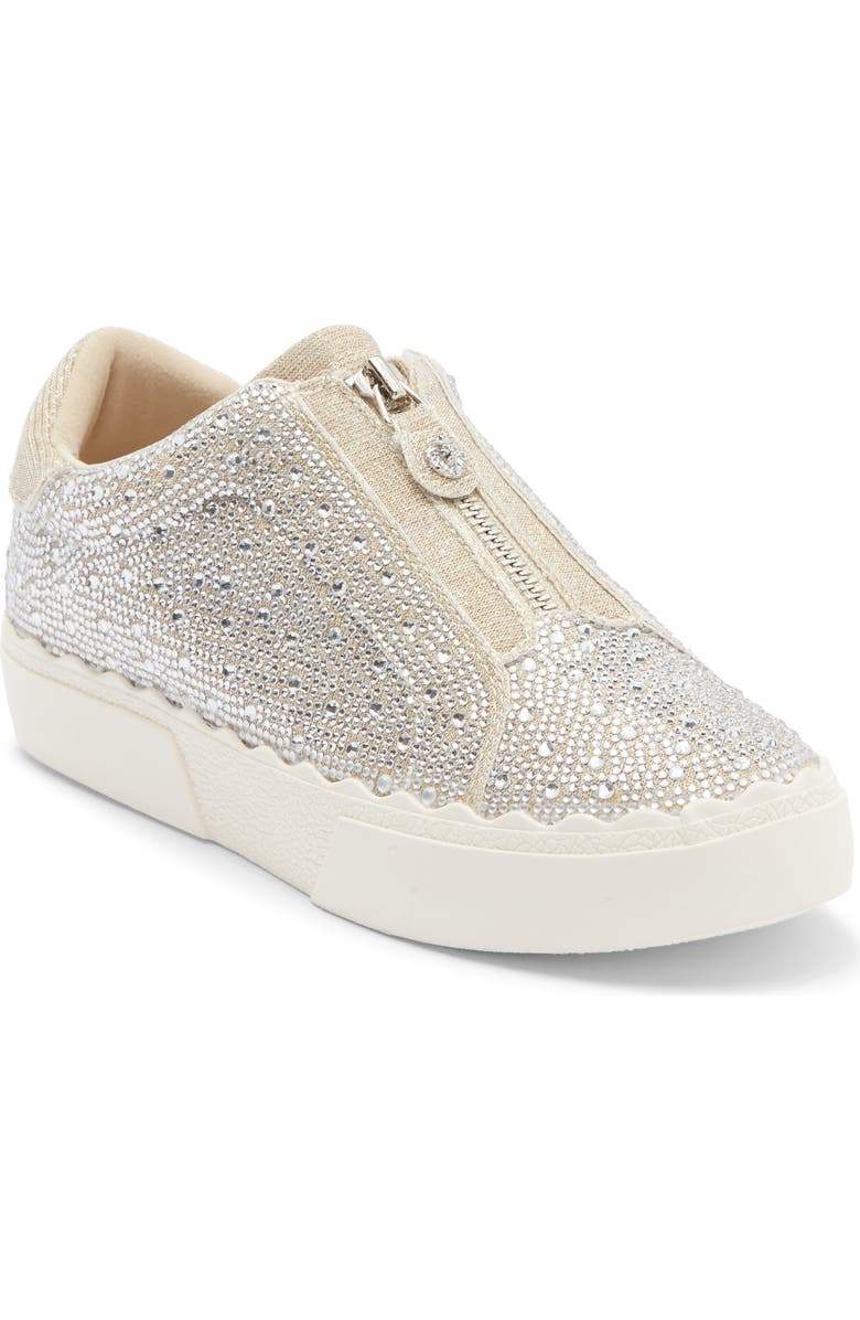 Anne Klein Cadia Zip Embellished Sneaker, Main, color, Platinum