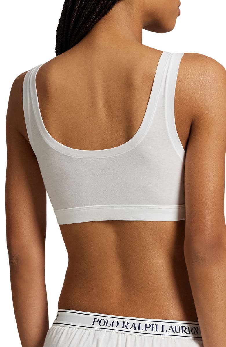 Polo Ralph Lauren Logo Embroidered Bralette, Alternate, color, White Cloud