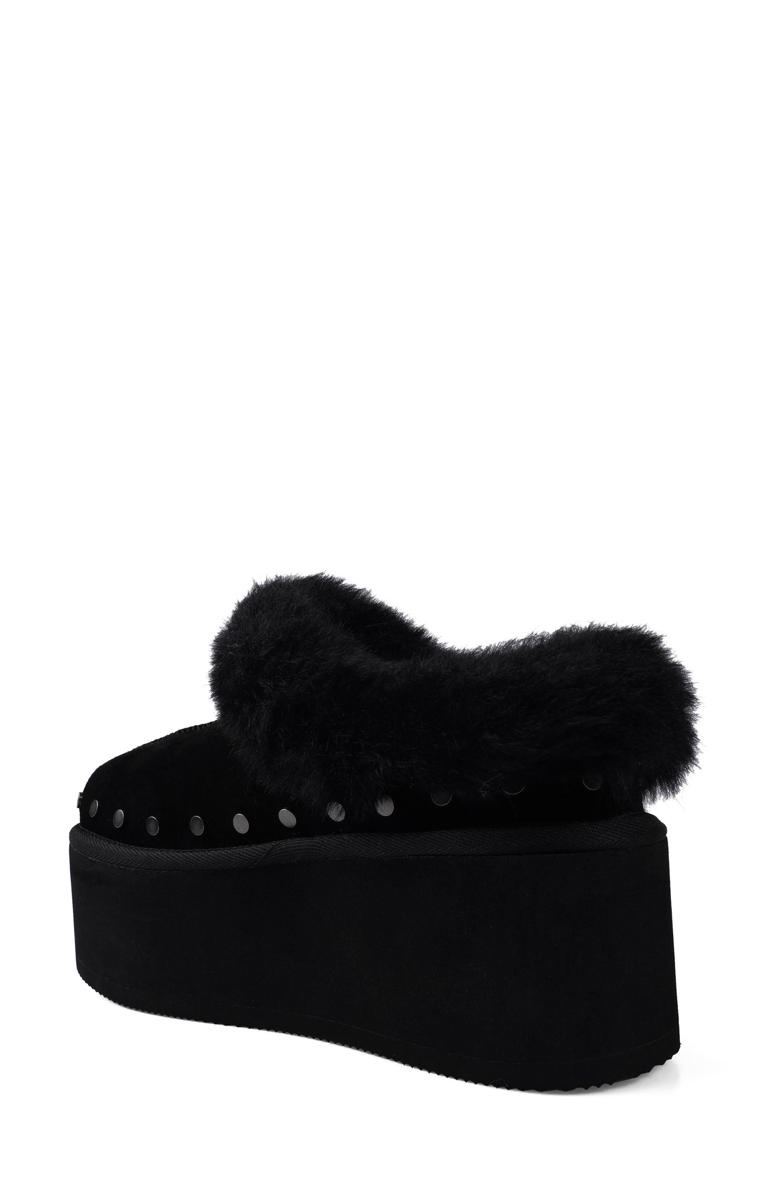 Candie's Sabi Faux Fur Platform Clog, Alternate, color, Black