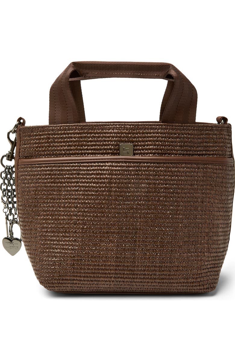 THINK ROYLN Escape Raffia Crossbody Bag, Main, color, Espresso Raffia W/ Trim