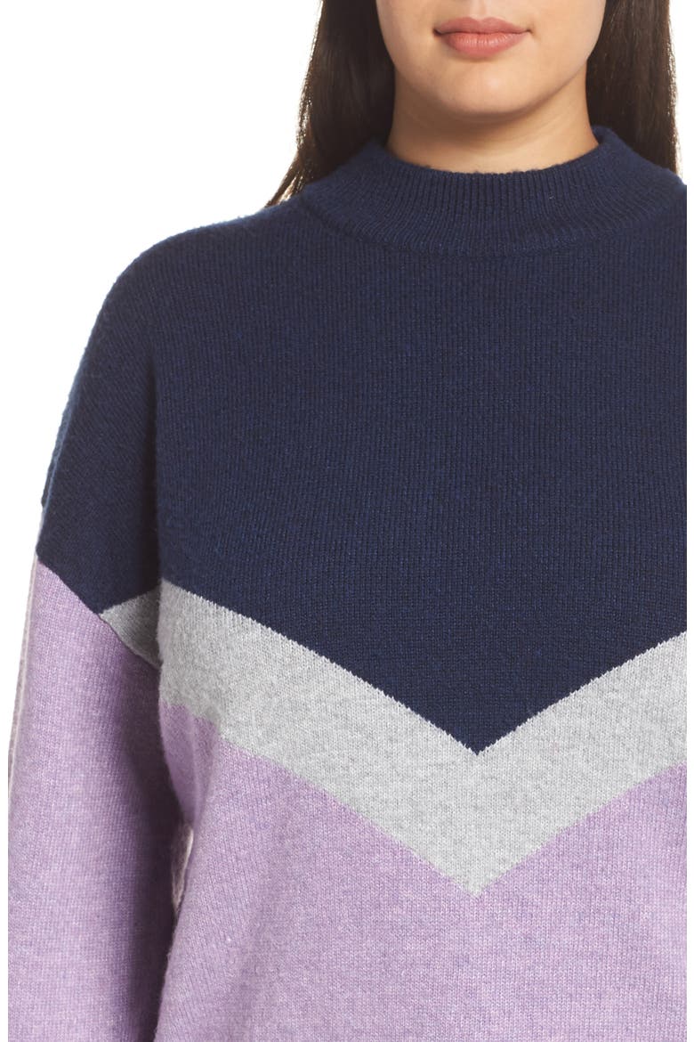 Chevron Stripe Sweater, Alternate, color, PURPLE WAVE CHALET