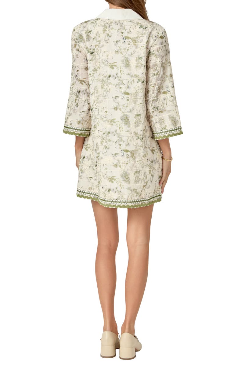 English Factory Floral Embroidered Cotton Minidress, Alternate, color, Green Multi