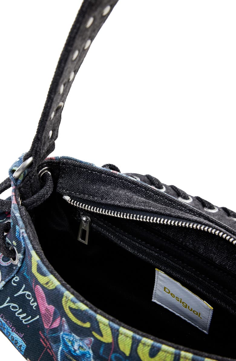 Desigual Denim Lace-Up Shoulder Bag, Alternate, color,