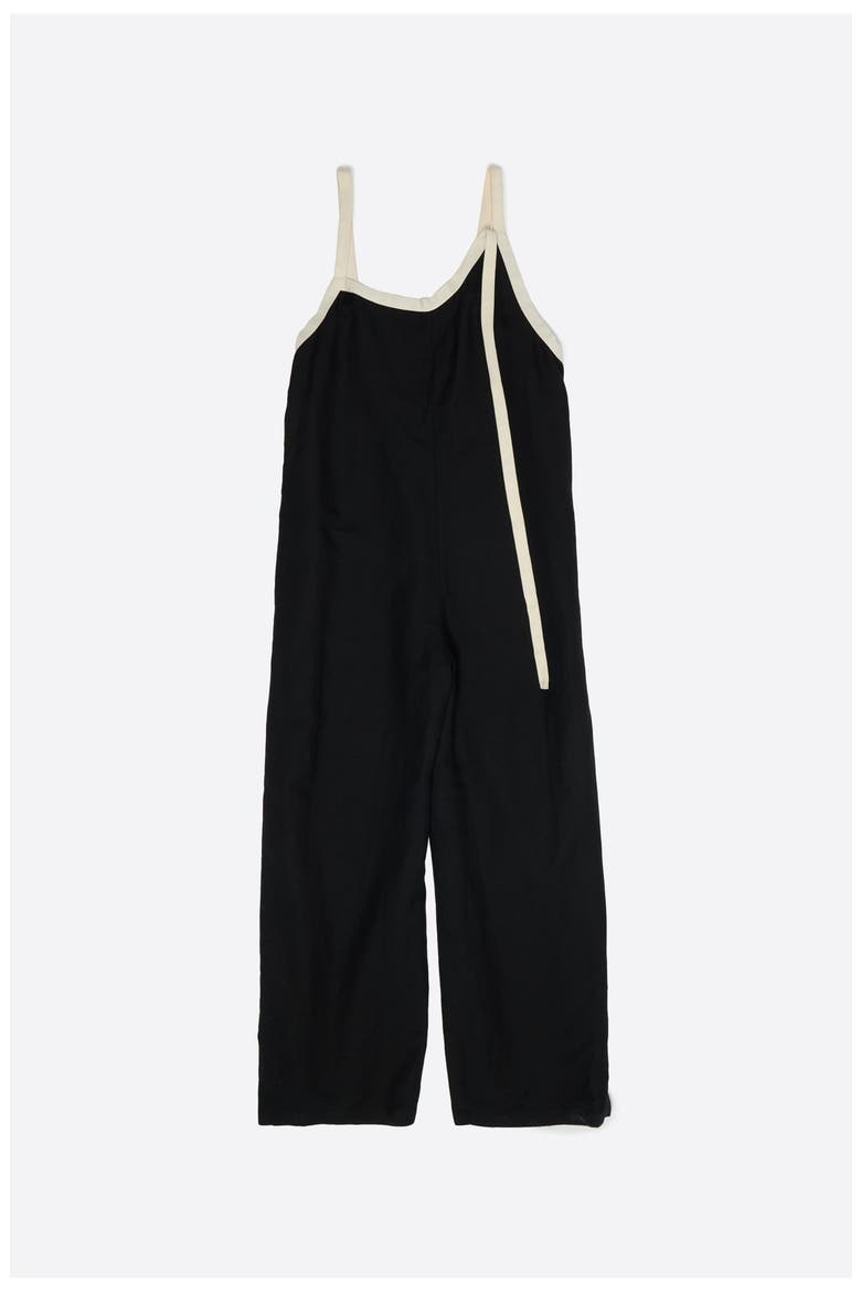 Straight Jumpsuit With Contrasting Straps, Alternate, color, BLACK