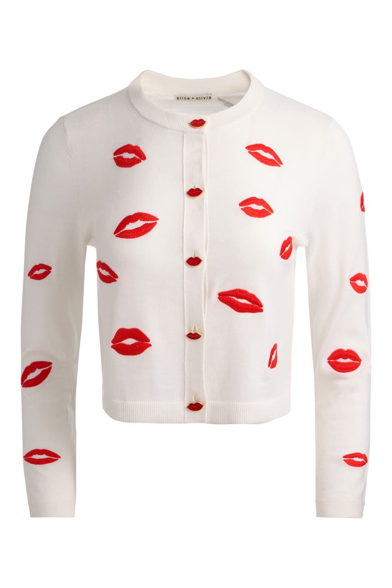 Daroda Lip Cardigan, Alternate, color, SOFT WHITE MULTI