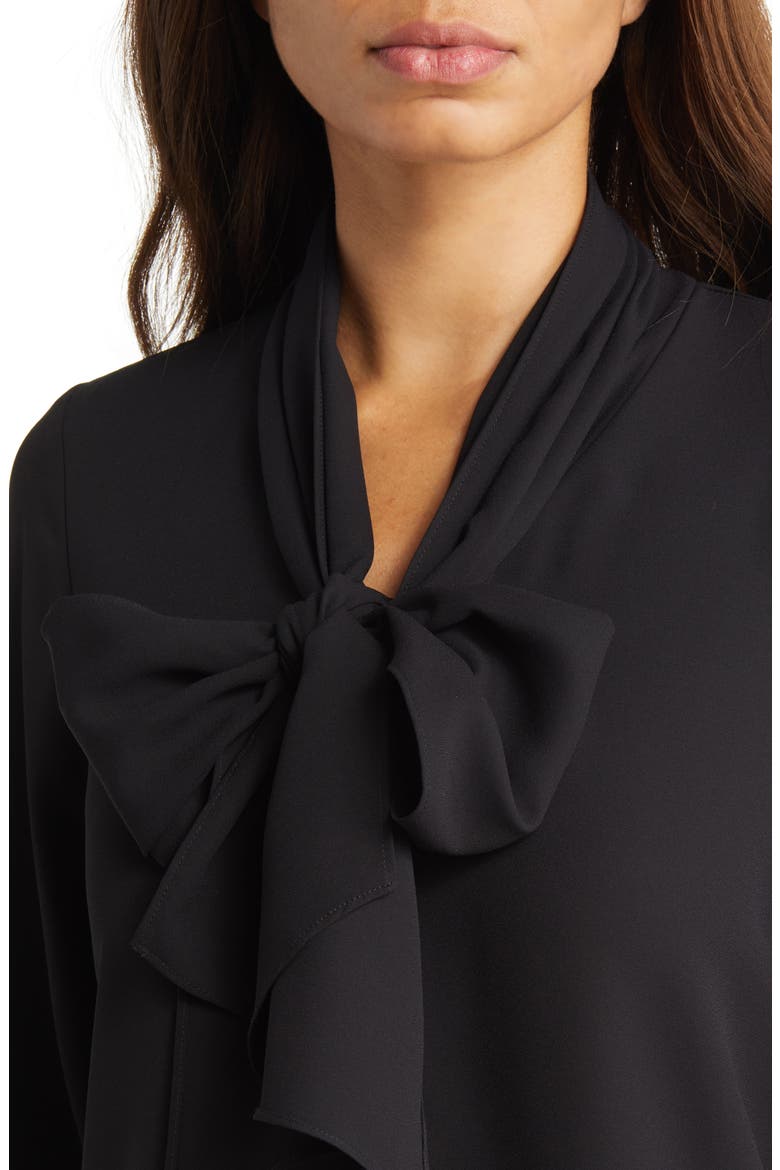 Smocked Cuff Bow Blouse, Alternate, color, ANNE BLACK