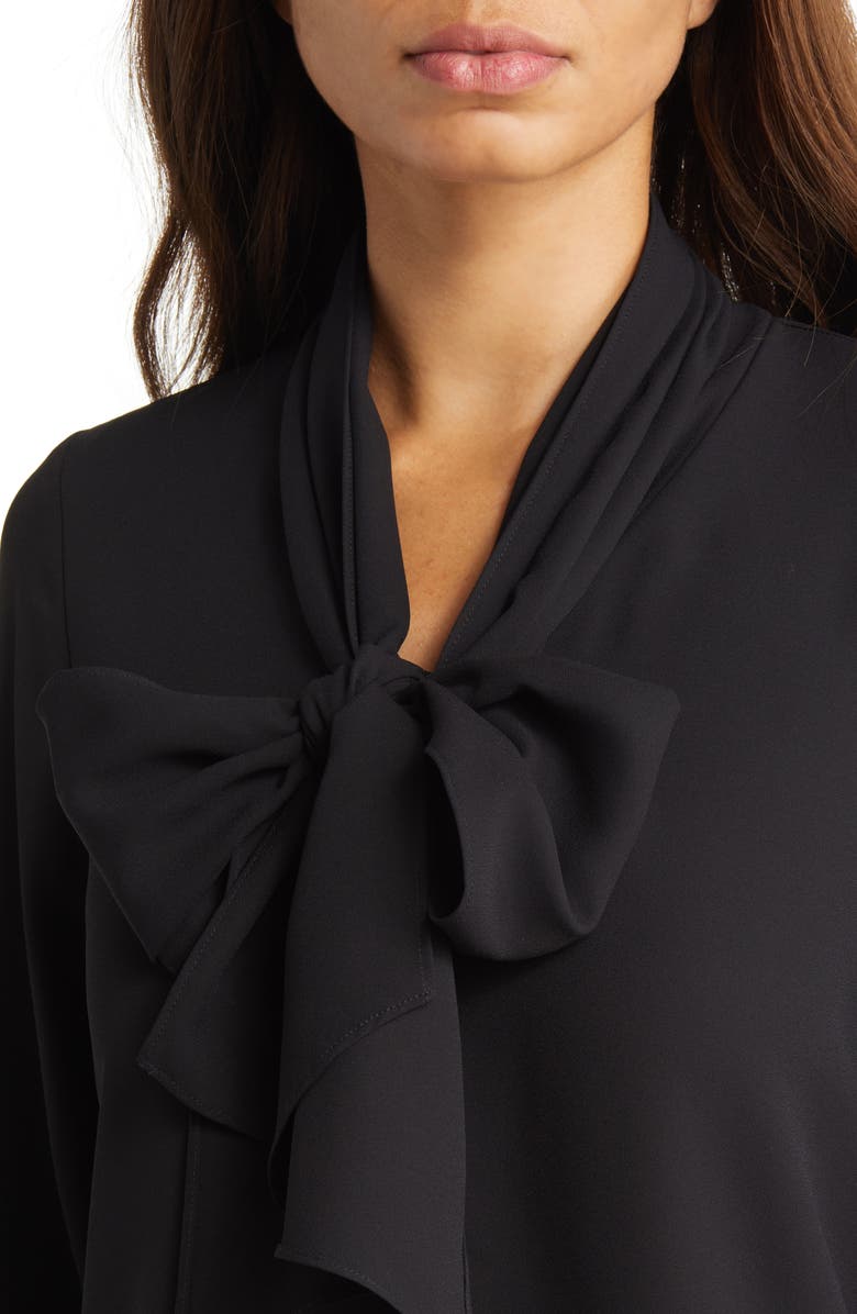 Anne Klein Smocked Cuff Bow Blouse, Alternate, color,