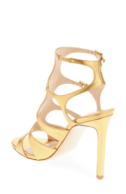 Tom Ford Lizard-printed Leather Caged Sandals In Gold