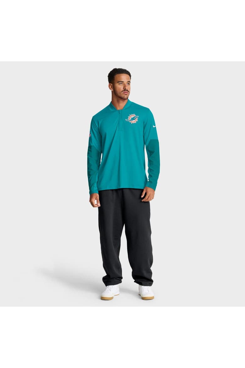 Men's Nike Aqua Miami Dolphins Sideline Dri-FIT Half-Zip Pullover, Alternate, color, Aqua