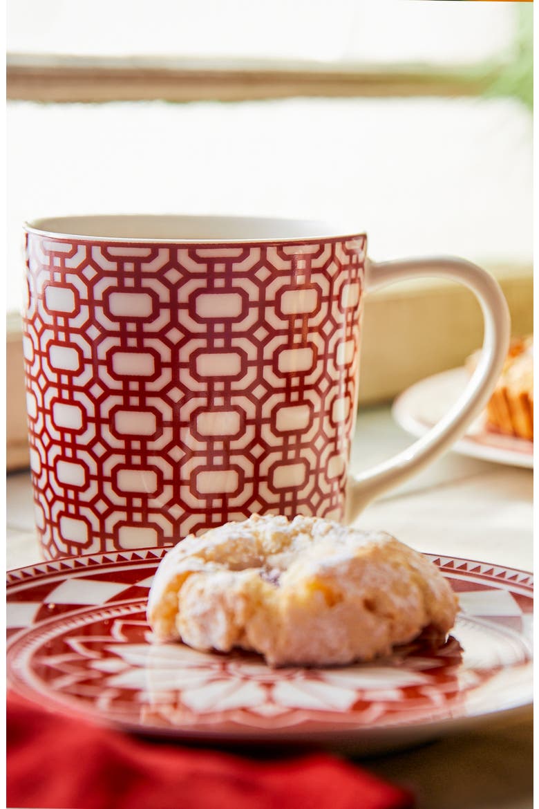 Newport Crimson Garden Gate Mug - Porcelain - Set 4, Alternate, color, RED