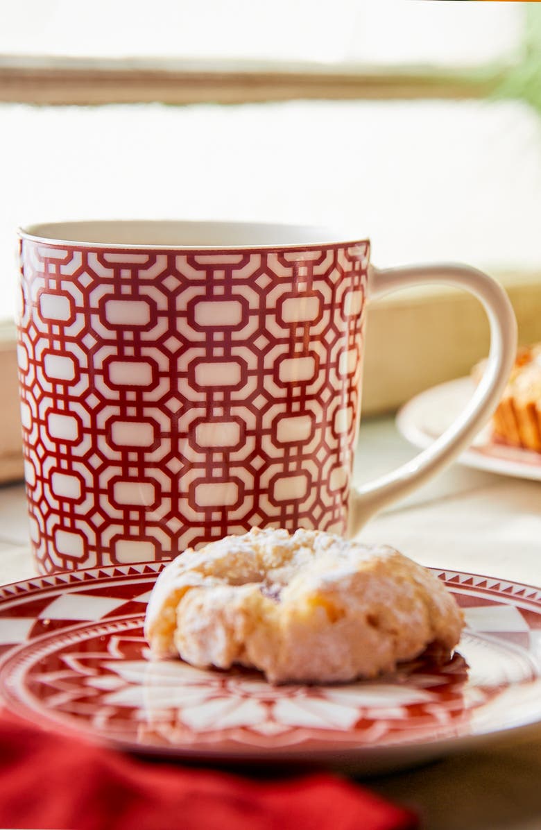 Caskata Newport Crimson Garden Gate Mug - Porcelain - Set 4, Alternate, color, Red