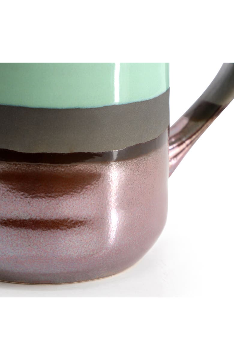 Gibson Home Copper Tonal 4 Piece 18 Ounce Stoneware Cup Set in Celadon, Alternate, color, Blue