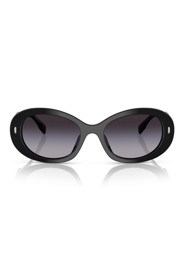 53mm Gradient Oval Sunglasses, Main, color, BLACK