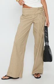 Princess Polly Seneca Wrap Waist Stripe Cotton Pants