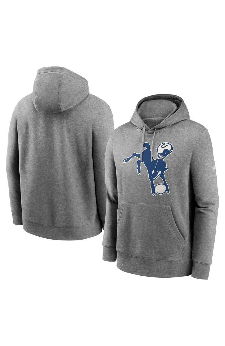 Nike Men's Nike Heathered Gray Indianapolis Colts Rewind Club Fleece Pullover Hoodie, Main, color, 