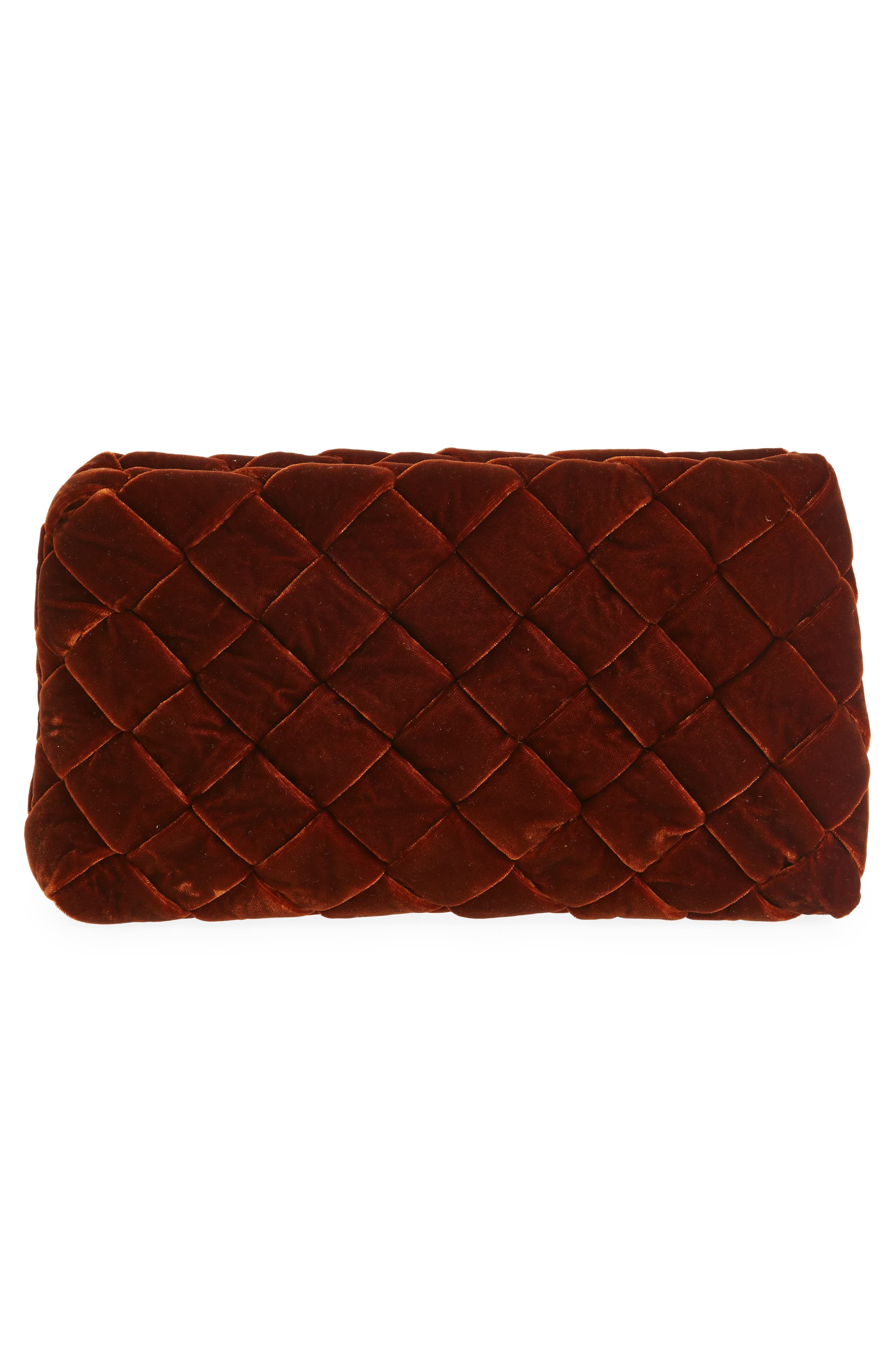 Aviva Puffy Woven Clutch, Alternate, color, SIENNA