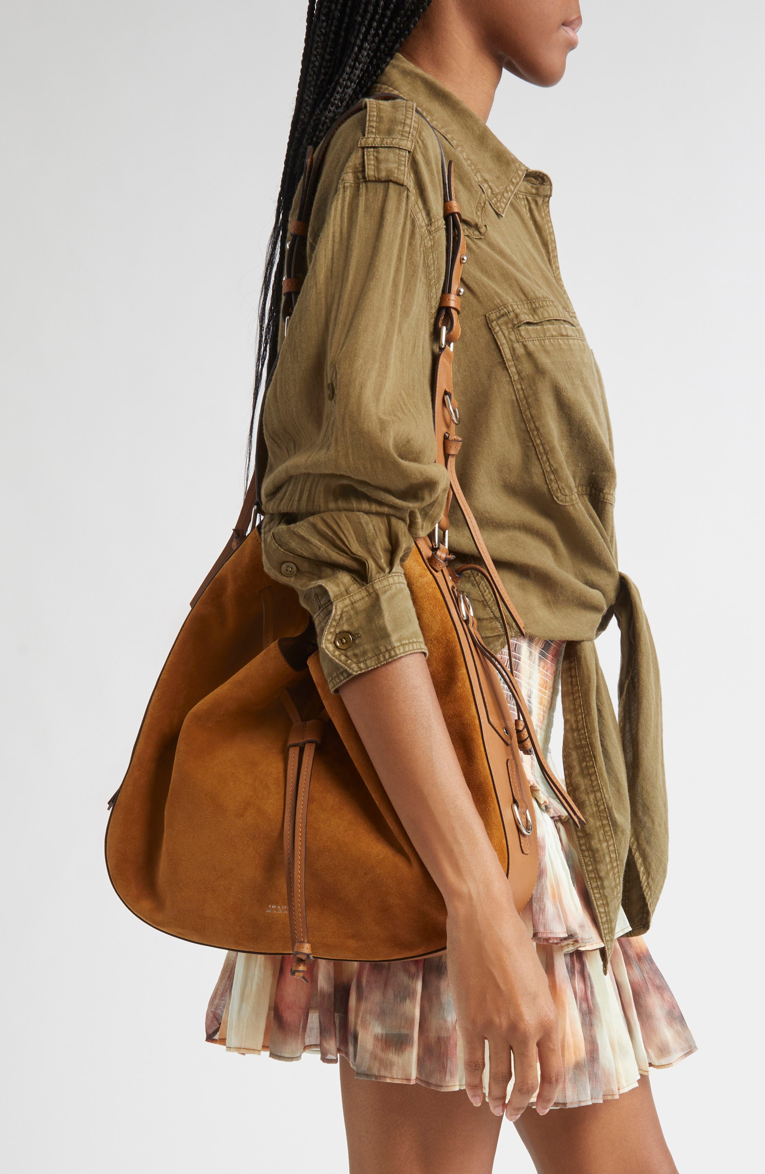 Isabel Marant Bolton Suede Hobo Bag, Alternate, color, Cognac