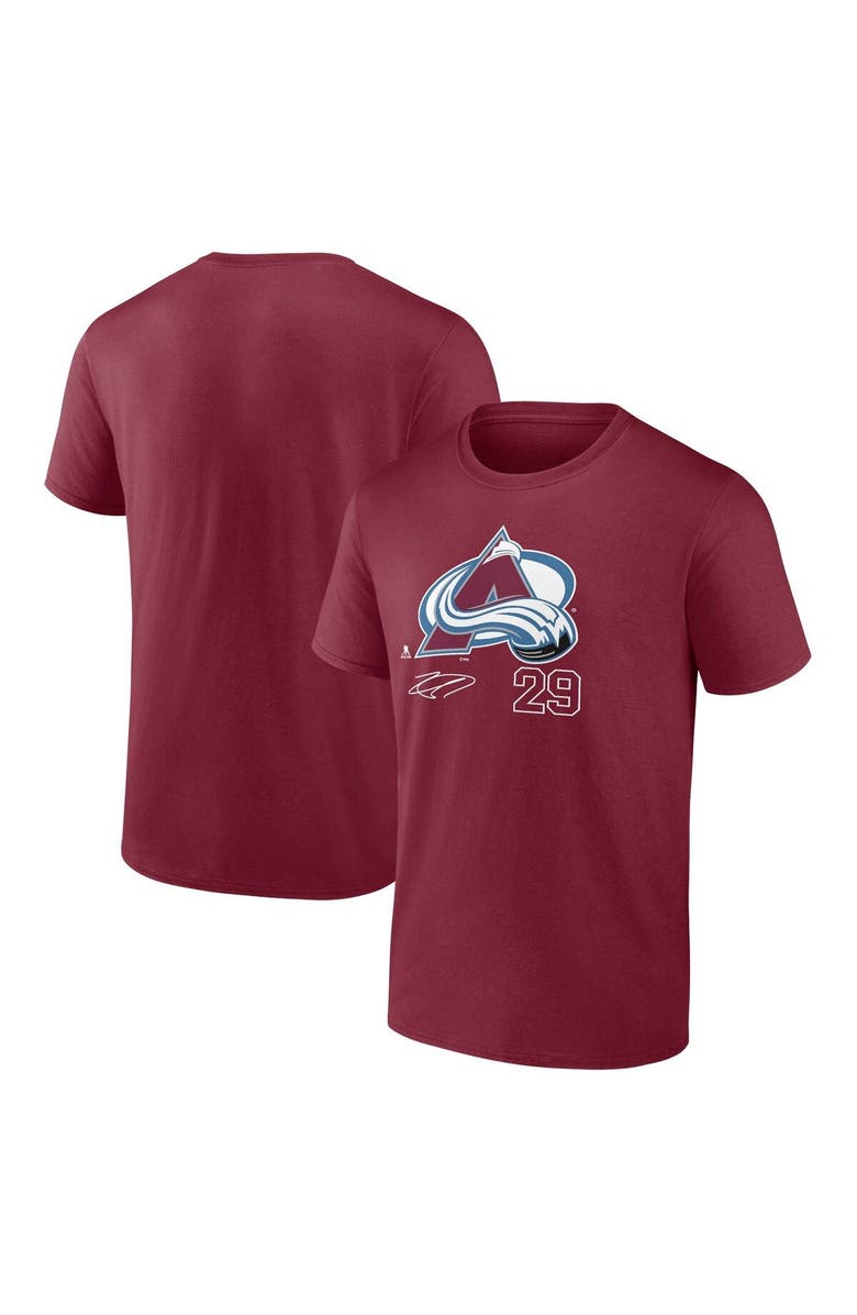 FANATICS Men's Fanatics Branded Nathan MacKinnon Burgundy Colorado Avalanche Name and Number T-Shirt, Main, color, Burgundy