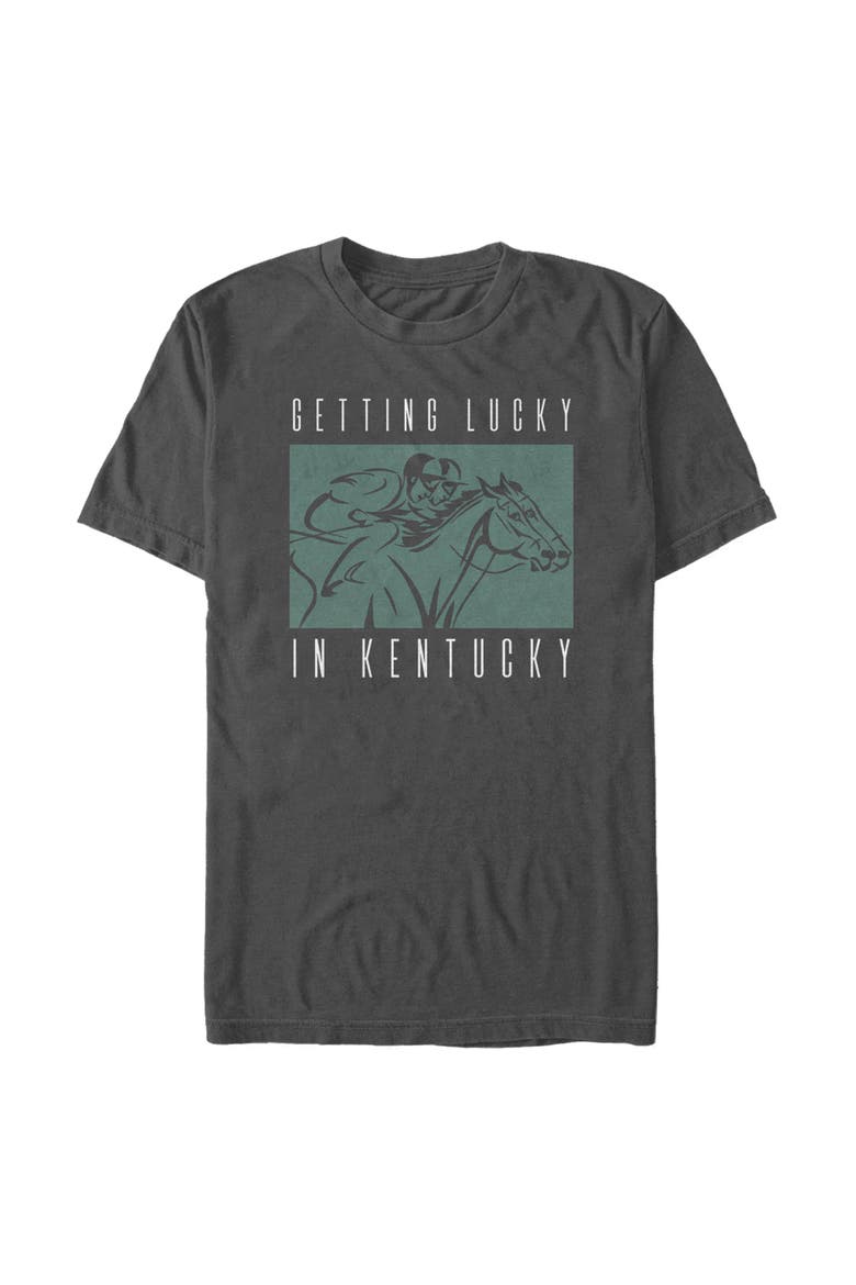 Men's Lost Gods Jockey Getting Lucky in Kentucky  Graphic T-Shirt, Main, color, Charcoal