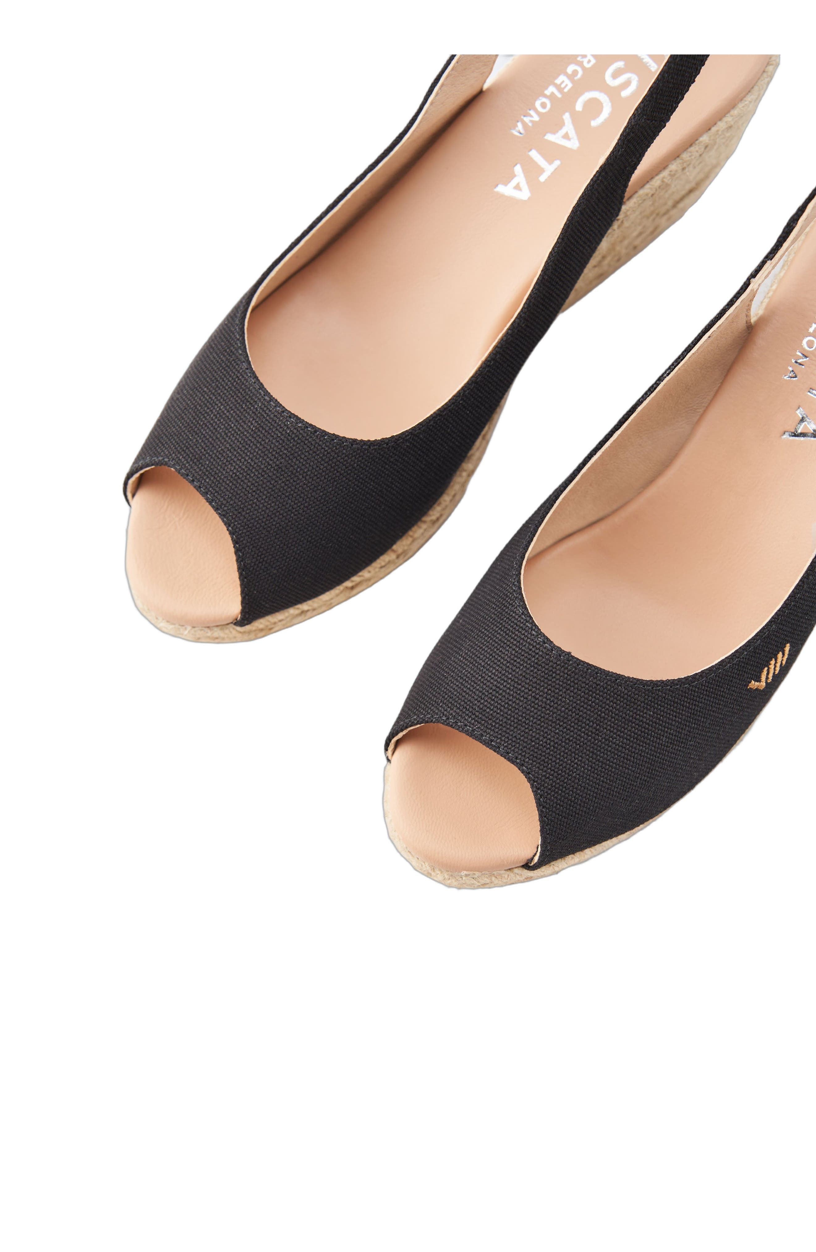 VISCATA Gavina Canvas Espadrille Sandal Wedges, Alternate, color, Black