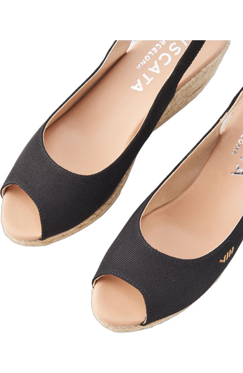 VISCATA Gavina Canvas Espadrille Sandal Wedges, Alternate, color, Black