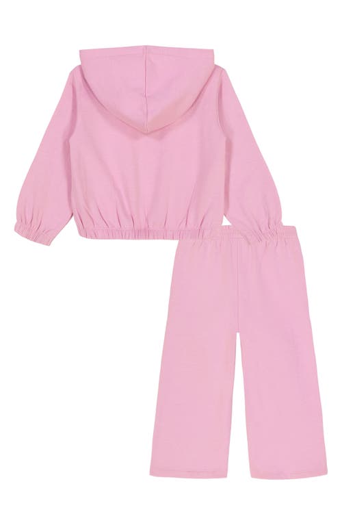 Roxy Kids' Fleece Graphic Hoodie & Wide Leg Pants Set In Pink
