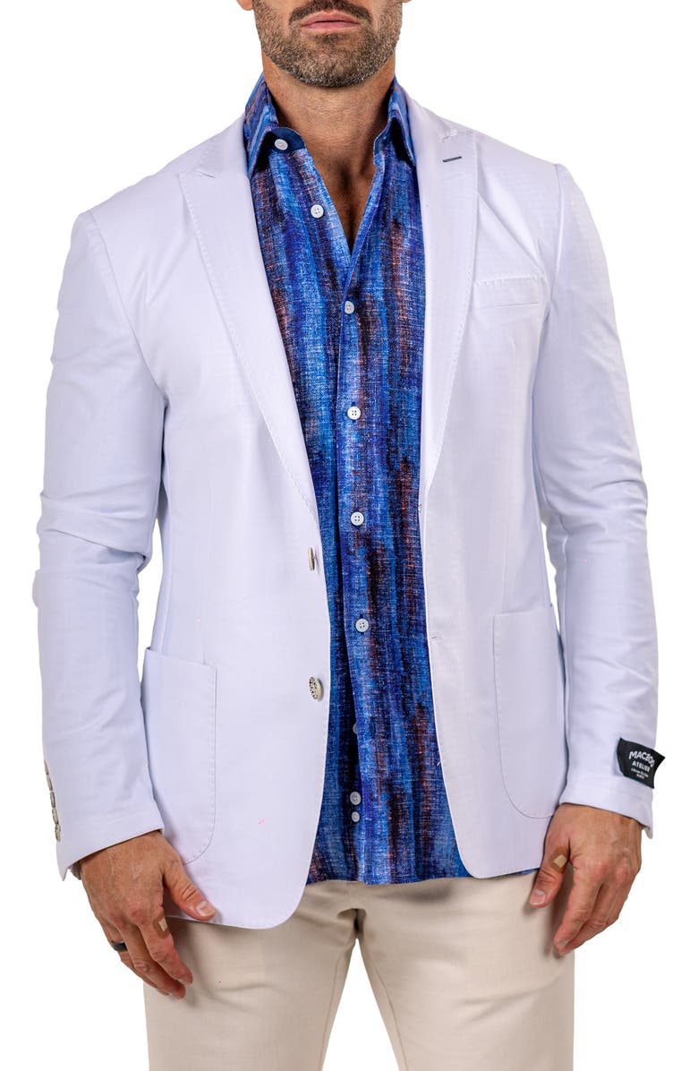 Maceoo Unconstructed Marthyr030 White Stretch Peak Lapel Blazer, Main, color, White