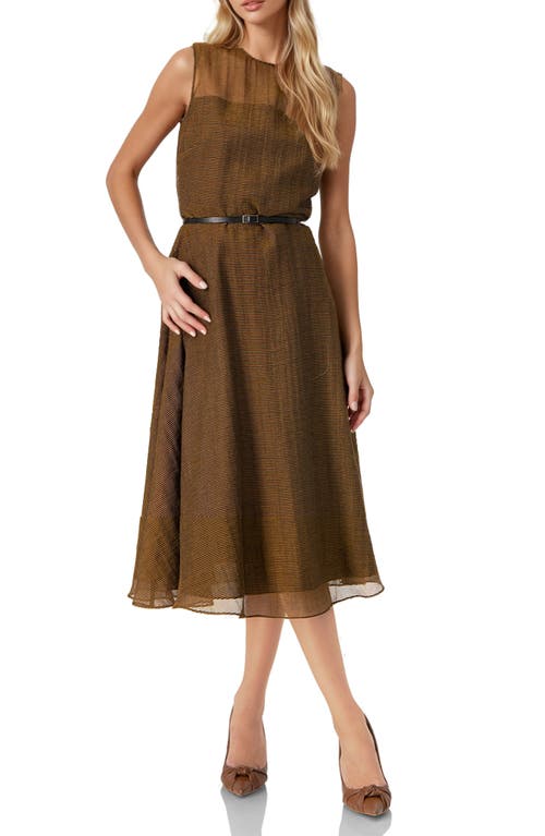 Ivonne Sleeveless A-line Long Dress In Brown