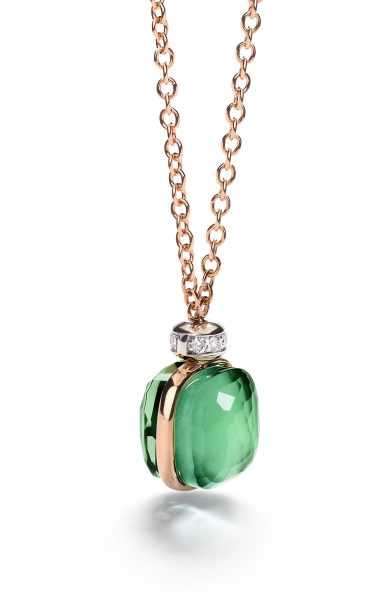 Pomellato Nudo Prasiolite Green Agate & Diamond Pendant Necklace, Alternate, color, Prasiolite/ Green Agate