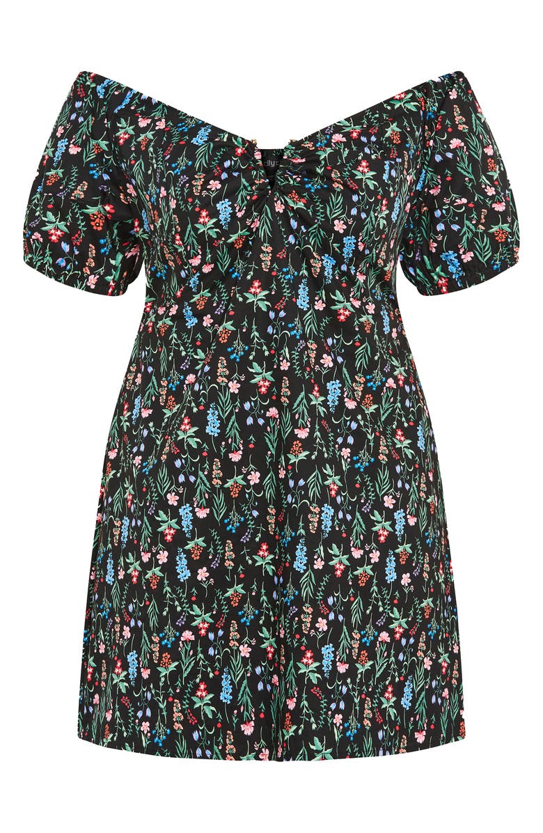 City Chic Martine Floral Off the Shoulder Stretch Cotton Minidress, Alternate, color, 