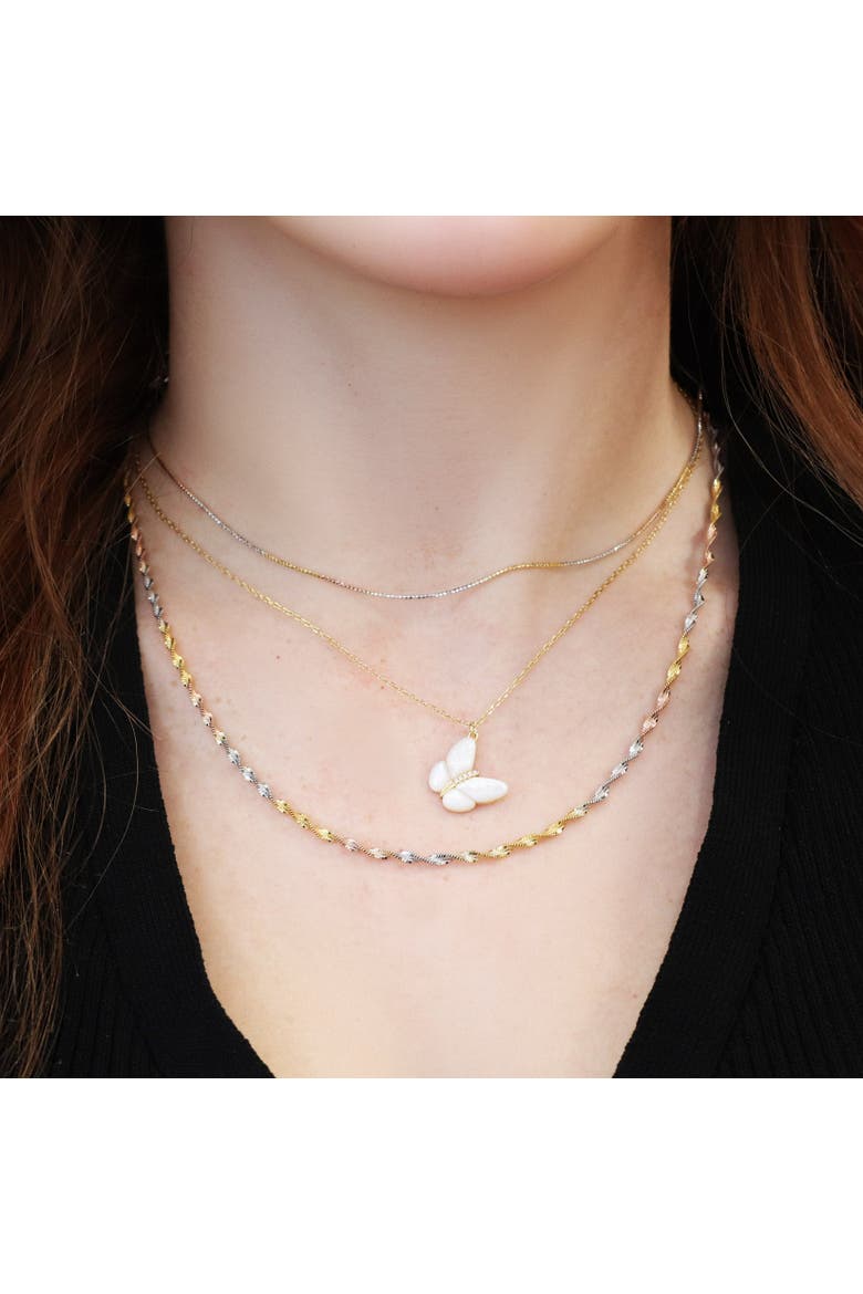 Asymmetrical Mother of Pearl Butterfly Necklace, Alternate, color, Mother of Pearl