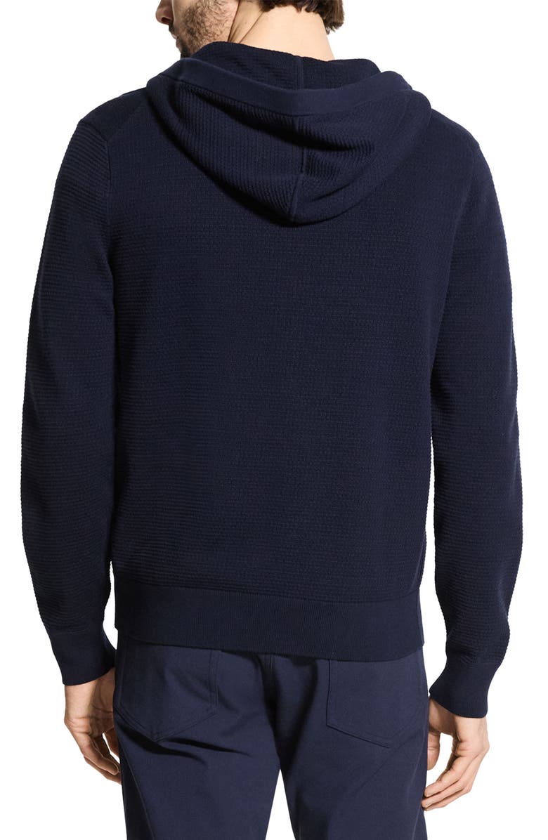 Theory Myhlo Perforated Waffle Cotton Zip Hoodie, Alternate, color, Baltic