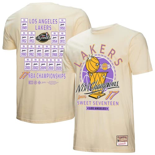 Mitchell & Ness Cream Los Angeles Lakers Hardwood Classics Champions Vintage T-shirt In Neutral