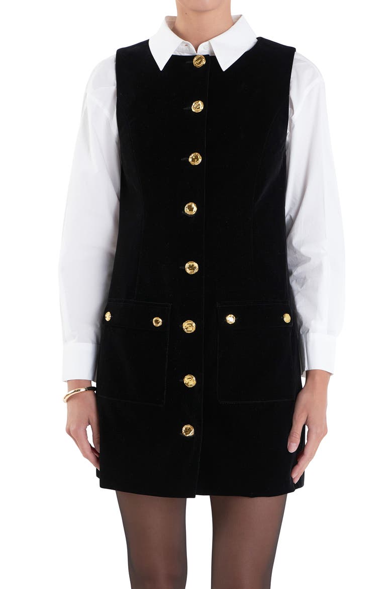 Sleeveless Velvet Minidress, Alternate, color, BLACK