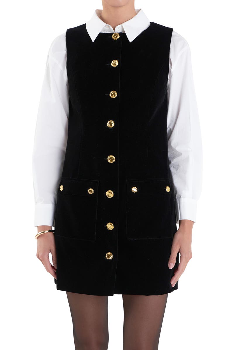 English Factory Sleeveless Velvet Minidress, Alternate, color, Black
