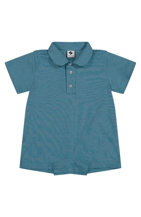 Hudson Romper Blue Green Ministripe