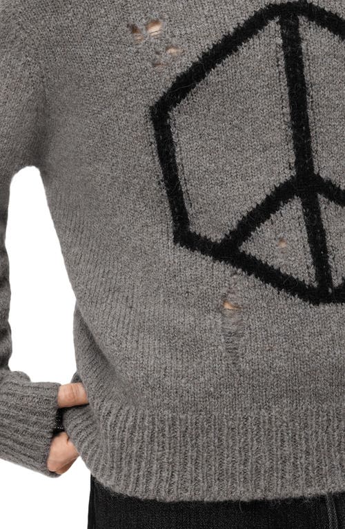 Allsaints Mens Gunmetal Grey Message Crewneck Knitted Jumper Xs In Gray