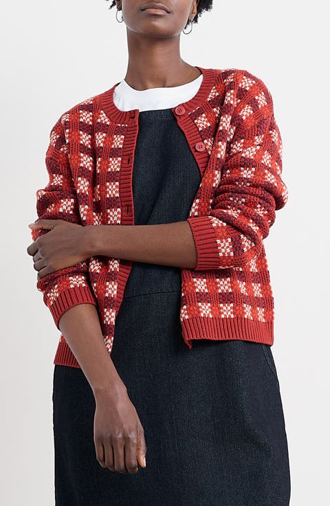 Kensa Check Organic Cotton Jacquard Cardigan