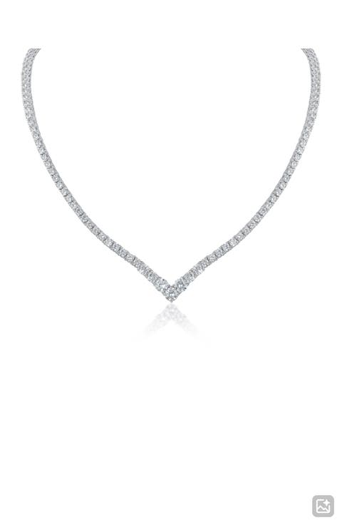 V-Front Cubic Zirconia Tennis Necklace