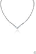 CZ by Kenneth Jay Lane V-Front Cubic Zirconia Tennis Necklace