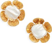 Kiara by Ki-ele Jasmine Pearl Flower Stud Earrings
